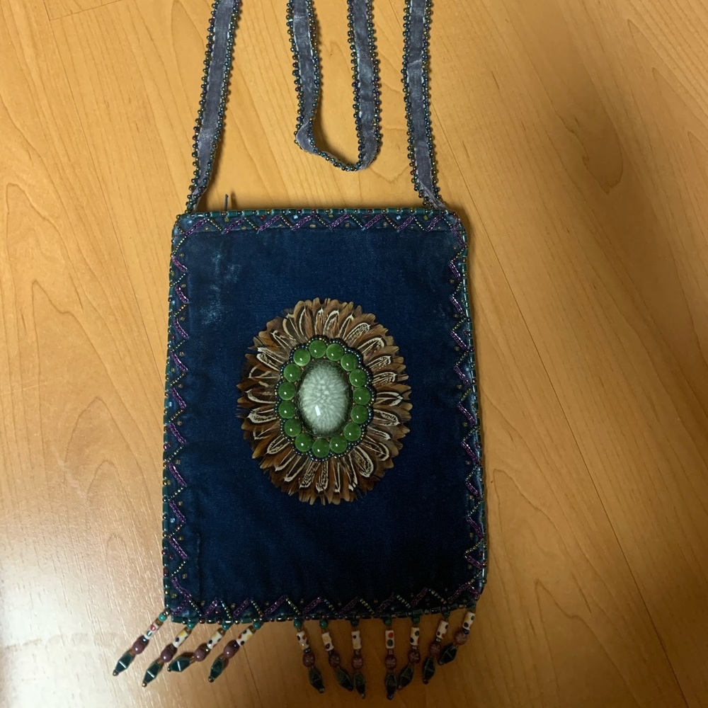 vintage velvet peacock crossbody purse
